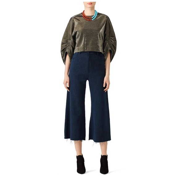 Tibi Lurex Shirred Metallic Sparkly Top - Holidays Party - Gold - Size S or M - Picture 6 of 6